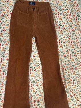 GAP Women's Rust Brown Corduroy Wide-Leg Jeans